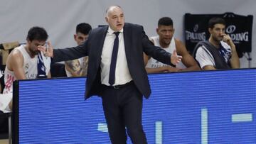 Pablo Laso, durante el partido de la 15ª jornada de la Euroliga que ha enfrentado al Olympiacos y al Real Madrid