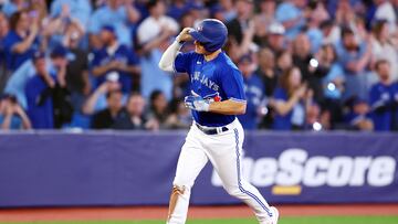 TORONTO, ON - APRIL 11: Matt Chapman #26 of the Toronto Blue Jays rounds the bases after hitting a solo home run in the fourth inning against the Detroit Tigers at Rogers Centre on April 11, 2023 in Toronto, Ontario, Canada.   Vaughn Ridley/Getty Images/AFP (Photo by Vaughn Ridley / GETTY IMAGES NORTH AMERICA / Getty Images via AFP)