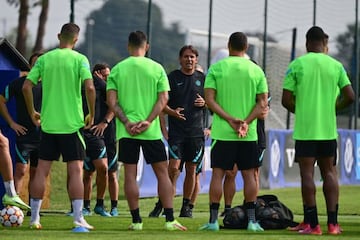 Simone Inzaghi, durante el último entrenamiento del Inter.