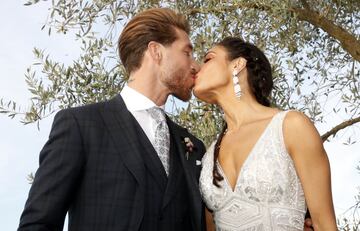 Sergio Ramos y Pilar Rubio en la finca donde se celebra la fiesta. 