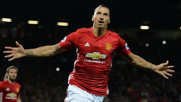 Zlatan Ibrahimovic, celebrando un gol con el Manchester United.