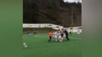 Referee forced to run away from angry lower-league players