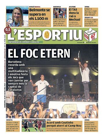 Portada de 'L'Esportiu' del miércoles, 26 de julio de 2017.