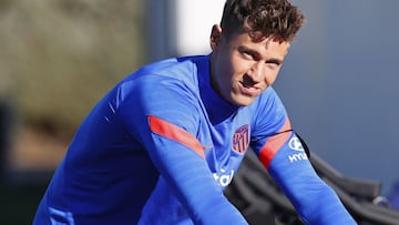 Marcos Llorente, en un entrenamiento del Atlético