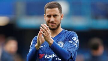 Soccer Football - Premier League - Chelsea v Watford - Stamford Bridge, London, Britain - May 5, 2019  Chelsea&#039;s Eden Hazard applauds the fans before the match   Action Images via Reuters/Matthew Childs  EDITORIAL USE ONLY. No use with unauthorized a