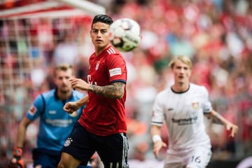 James Rodriguez of Bayern Munich against Bayer 04 Leverkusen at Allianz Arena.