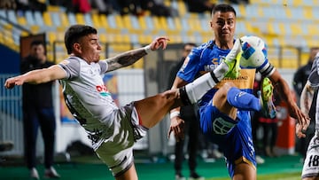 Futbol, Everton vs Deportes Limache.
Fecha 16, Liga de Primera 2025.
El jugador de Everton Alvaro Madrid, derecha, disputa el balon con Daniel Castro de Deportes Limache durante el partido de primera division realizado en el estadio Sausalito de Vina del Mar, Chile.
18/07/2025
Andres Pina/Photosport
Football, Everton vs Deportes Limache.
16th turn, 2025 First division League.
Everton player Alvaro Madrid, right, vies for the ball against Daniel Castro of Deportes Limache during a first division match at the Sausalito stadium in Vina del Mar, Chile.
18/07/2025
Andres Pina/Photosport
