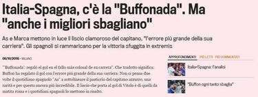 Las fuertes críticas en Italia a Buffon por su grosero error