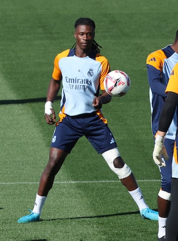 Camavinga, durante el último entrenamiento del Real Madrid.