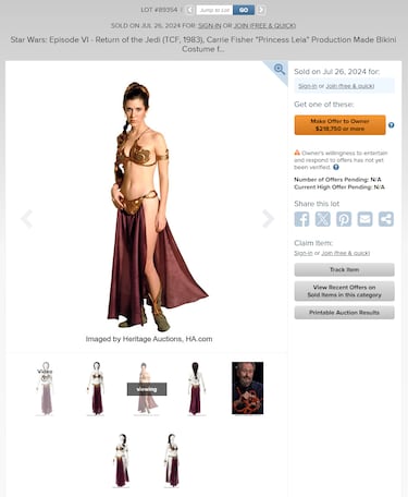 Who paid $175,000 for Princess Leia’s original bikini from Star Wars: Return of the Jedi?