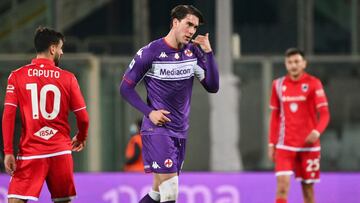 Vlahovic celebra su gol a la Sampdoria.