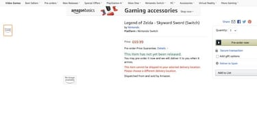 Amazon UK lista Zelda: Skyward Sword para Switch, ¿qué dice Nintendo al respecto?