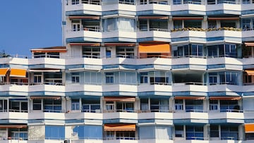 Vacation rental condominium buildings and hotels in Puerto de la Cruz, Tenerife, Spain