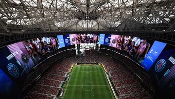 ATLANTA, GEORGIA - JUNE 29: General view inside the stadium during the FIFA Club World Cup 2025 round of 16 match between Paris Saint-Germain and Inter Miami CF at Mercedes-Benz Stadium on June 29, 2025 in Atlanta, Georgia. Kevin C. Cox/Getty Images/AFP (Photo by Kevin C. Cox / GETTY IMAGES NORTH AMERICA / Getty Images via AFP)