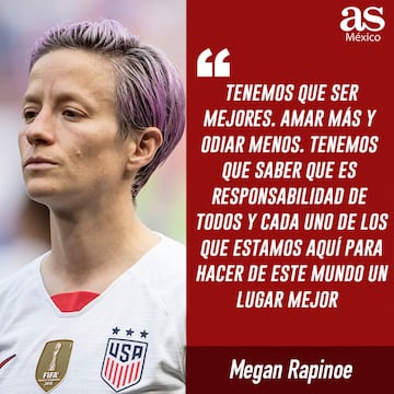 Megan Rapinoe en su discurso tras ganar la Copa Mundial 2019.