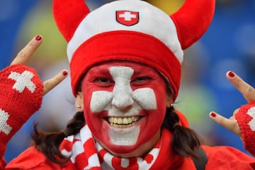 Aficionada suiza en el partido contra Brasil.