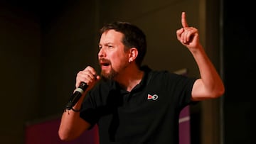 El exvicepresidente segundo del Gobierno y exlíder de Podemos, Pablo Iglesias, apoya a la candidata de Unidas Podemos a la Presidencia del Govern en Palma, Antonia Jover, a 20 de mayo de 2023, en Palma, Mallorca, Islas Baleares (España). Desde el comienzo de la campaña electoral el pasado 12 de mayo Iglesias está visitando distintas ciudades españolas para apoyar a los candidatos y candidatas de la formación morada que se presentan para las elecciones municipales y autonómicas del 28 de mayo.
20 MAYO 2023;CAMPAÑA;PODEMOS;CAMPAÑA ELECTORAL;ELECCIONES;CANDIDATOS;CANDIDATAS;COMICIOS;28M
Tomàs Moyà / Europa Press
20/05/2023