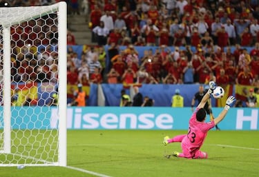 Croatian keeper two metres off his line for Ramos penalty