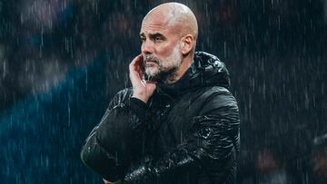 Pep Guardiola, técnico del Manchester City, durante el partido de Champions League ante el Paris Saint-Germain.
