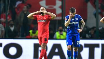 Pedro Alexis Canelo celebrates his goal 1-0 of Toluca and Charles Aranguiz of Bayer Leverkusen during the game Toluca (MEX) vs Bayer Leverkusen (GER), friendly to celebrate 100 years of Bayer in Mexico, at the Nemesio Diez Stadium, on May 17, 2022.
<br><br>
Pedro Alexis Canelo celebra su gol 1-0 de Toluca y Charles Aranguiz de Bayer Leverkusen en lamento durante el partido Toluca (MEX) vs Bayer Leverkusen (GER), amistoso para celebrar los 100 aniversario de Bayer en Mexico, en el Estadio Nemesio Diez, el 17 de Mayo de 2022.