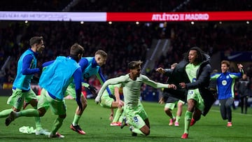 Lamine, después de marcar el 2-3 en el Metropolitano en la Liga pasada.