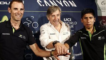 Eusebio Unzu&eacute;, Nairo Quintana y Alejandro Valverde.