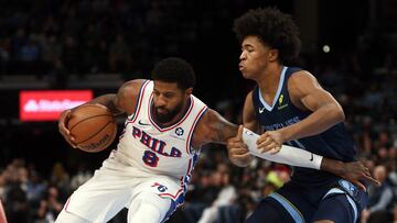 Paul George y Jaylen Wells -