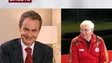 <b>FELICITACIÓN.</b> Zapatero charló en directo con Luis y con Casillas en el informativo nocturno de Cuatro.