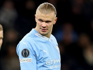 Erling Haaland, jugador del Manchester City, durante el partido ante el RB Leipzig.