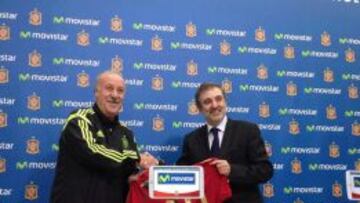 Del Bosque, con el presidente de Movistar.