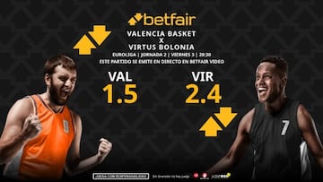 Valencia Basket vs. Virtus Bolonia: horario, TV, pronósticos y clasificación