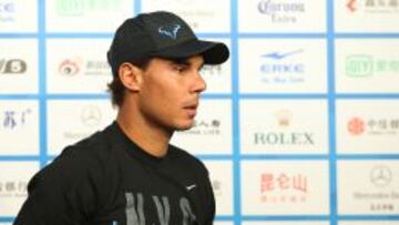 Rafa Nadal durante la rueda de prensa en el Centro Nacional de Tenis de China.