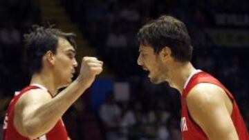 Dario Saric y Ante Tomic, en el Mundial 2014.