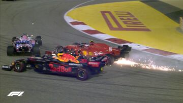 Leclerc, Pérez y Verstappen en la salida.