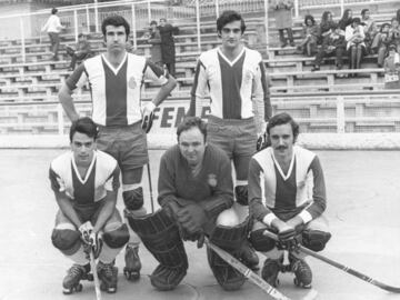 Una formación de la sección de hockey patines del Espanyol.