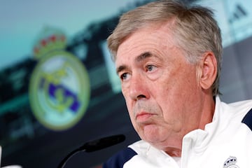 Ancelotti, hoy en rueda de prensa.