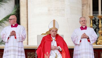 Pope Francis attends the Palm Sunday Mass in Saint Peter's Square at the Vatican, March 24, 2024. REUTERS/Yara Nardi