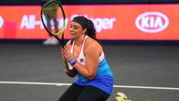 Marion Bartoli reacciona durante su partido ante Serena Williamsen el Tie Break Tens New York celebrado en el Madison Square Garden el pasado mes de marzo.