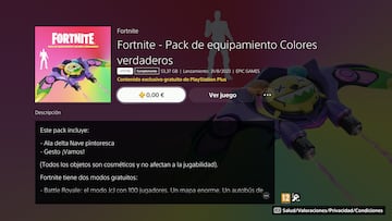 fortnite pack equipamiento colores verdaderos playstation plus septiembre 2023