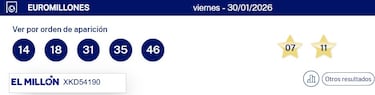 Euromillones: comprobar los resultados del sorteo de hoy, viernes 30 de enero