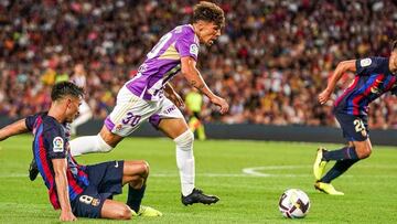 Arroyo, en su debut en el Camp Nou con el primer equipo del Real Valladolid.