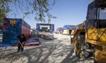 Ya están preparadas las Fan zones del Sevilla y Barça