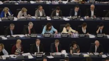 Los eurodiputados en la sede del Parlamento Europeo en Estrasburgo 