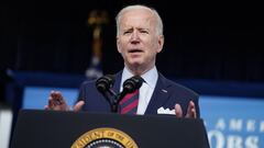 El presidente Joe Biden habla durante un evento sobre el Plan de Empleo Estadounidense en el Auditorio de la Corte Sur en el campus de la Casa Blanca, el mi&eacute;rcoles 7 de abril de 2021 en Washington.