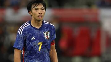 DUESSELDORF, GERMANY - SEPTEMBER 27: Gaku Shibasaki of Japan during the international friendly match between Japan and Ecuador at Merkur Spiel-Arena on September 27, 2022 in Duesseldorf, Germany. (Photo by James Williamson - AMA/Getty Images)