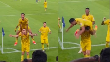 Cristiano tira a su compañero durante celebración y el video se hace viral