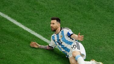 Messi celebra el 1-0 en la final del Mundial.