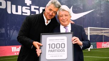 Enrique Cerezo celebra sus 1000 partidos oficiales en el Atlético