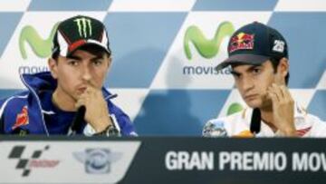 Jorge Lorenzo en la rueda de prensa de MotorLand junto a Dani Pedrosa.