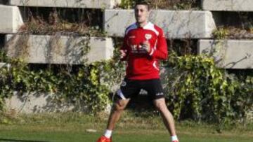 Pablo Hern&aacute;ndez, en un entrenamiento del Rayo Vallecano.